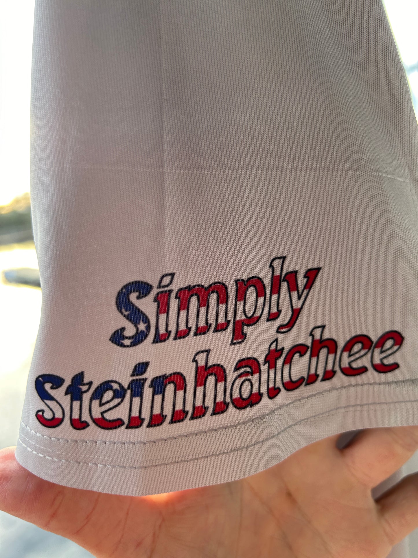 “Simply, Steinhatchee” scallop, and fish American flag short sleeve