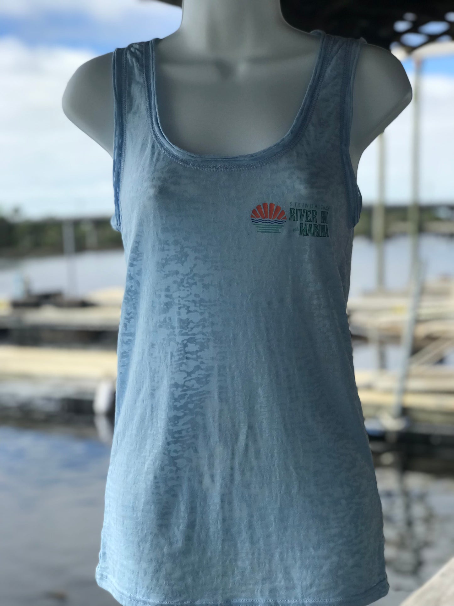 Tank Top Steinhatchee River Inn and Marina with Dive Flag and Scallop design